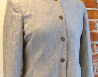 Zanella Made in Italy Grey Linen & Wool Suit Jacket Size 6