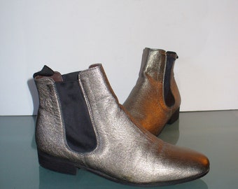 Boemos Made in Italy Gold Finish Chelsea Boots Size 37