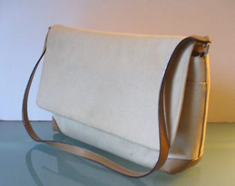 Talbots Made in Italy Leather & Fabric Shoulder Bag