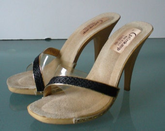 Made in Italy Clear Vinyl Heeled  Gallenkamp Sandals Size 8US