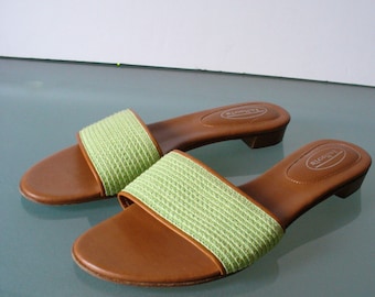 Talbots Made in Italy Fabric & Leather Slide Sandals Size 6M