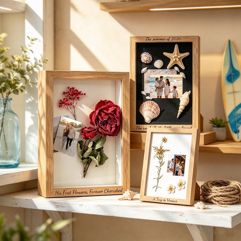 Handmade Shadowboxes Personalized Shadow Box Frame, Custom Engraved Deep Wooden Display ...