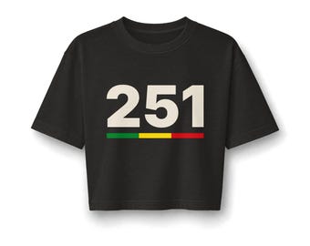 251 Worldwide Damen-Crop-Top, stückgefärbtes, schweres Cropped-T-Shirt, T-Shirt mit Ländercode Äthiopien, Geschenk für die Habesha-Diaspora