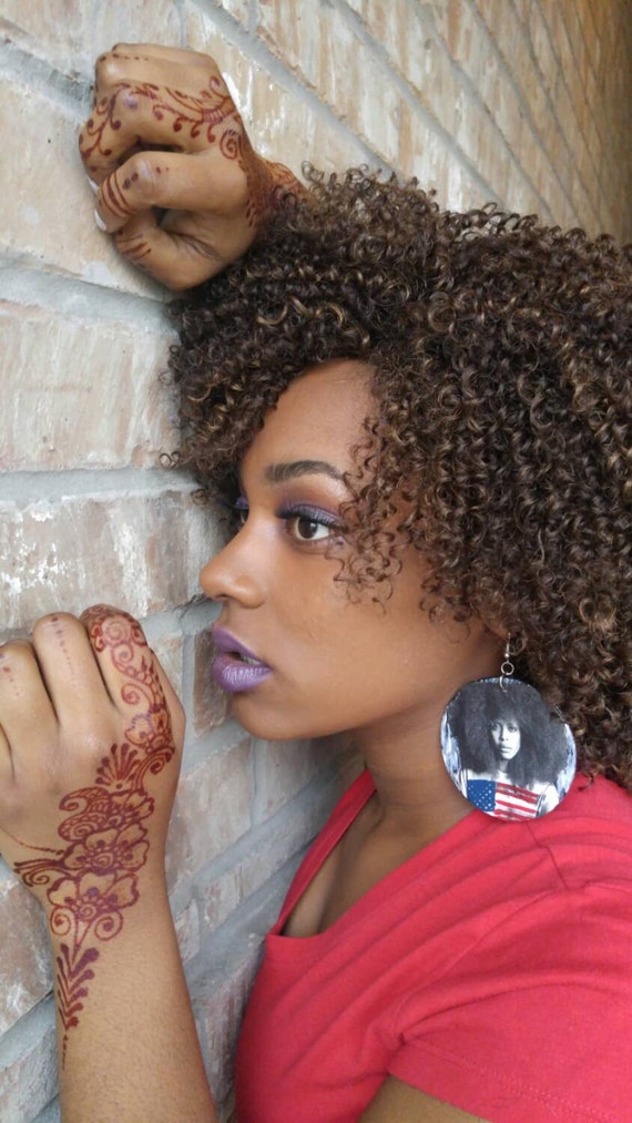 Erykah Badu Earrings American Flag Natural Hair World Music Etsy