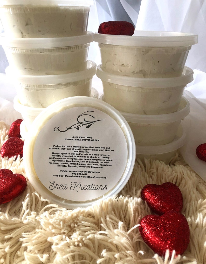 Whipped Shea Butter Cream, 8 oz Natural Sealant,Dry Skin Conditioner, Hair Growth, Homemade Recipe, Coconut Oil Added image 1