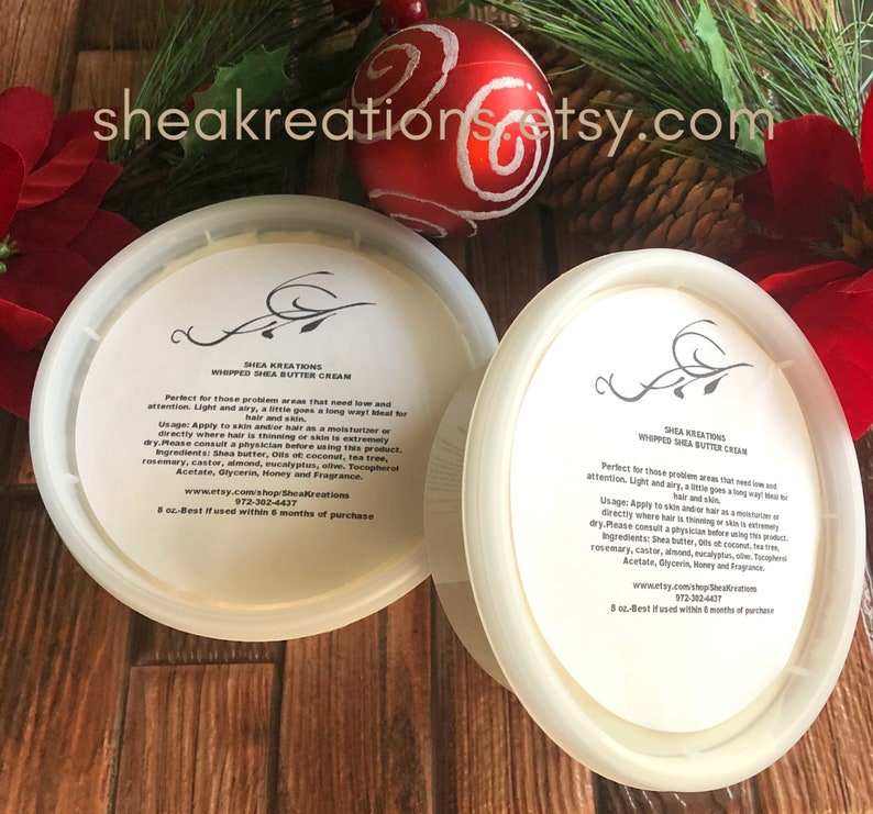 Whipped Shea Butter Cream, 8 oz Natural Sealant,Dry Skin Conditioner, Hair Growth, Homemade Recipe, Coconut Oil Added image 5