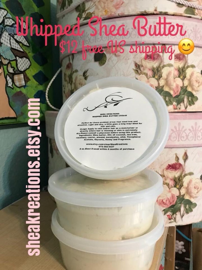 Whipped Shea Butter Cream, 8 oz Natural Sealant,Dry Skin Conditioner, Hair Growth, Homemade Recipe, Coconut Oil Added image 3