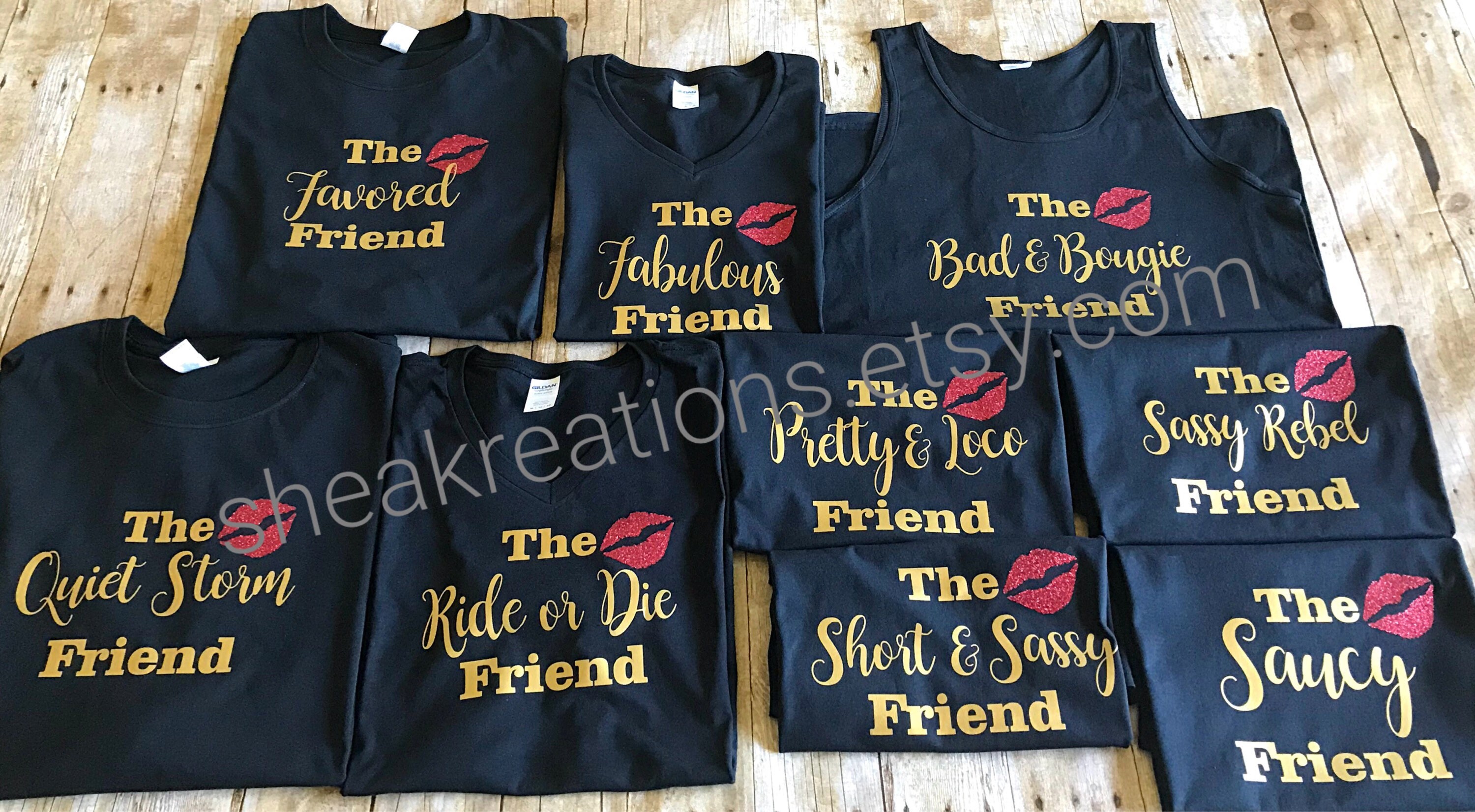 Girls Trip Friends Tee Tshirts Clique Gold Font Matching Etsy