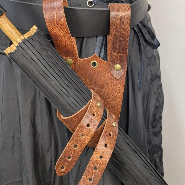 Leather Button Stud Parasol Frog Holster