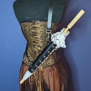 Black Leather Bandolier Parasol Holster