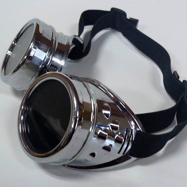 Silver Steampunk Goth Goggles