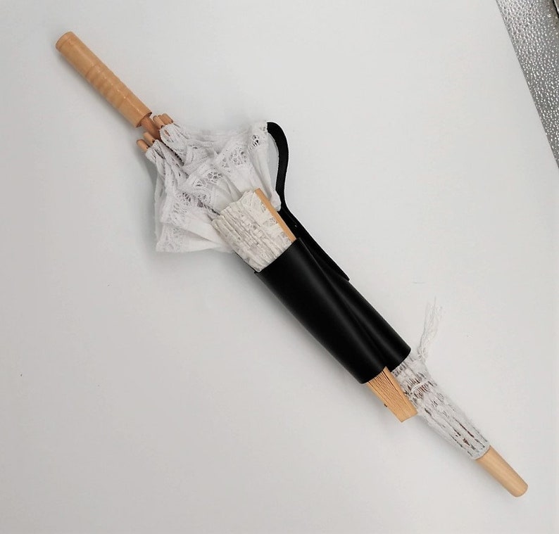 Black Leather Parasol and Fan Holster immagine 2