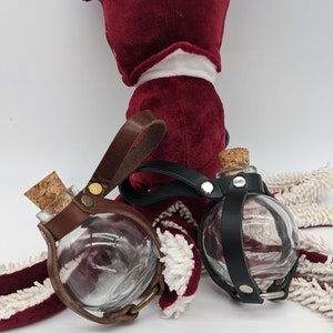 Small Ball Potion Bottle Glass and Leather