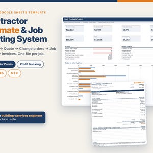 Contractor Estimate Template Excel & Google Sheets | Construction Bid, Job Costing, Change Order, Invoice Tracker | English Spanish French