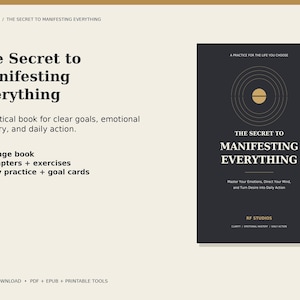 The Secret to Manifesting Everything Ebook & Workbook, 200-Page Self Development Book, Goal Cards and 30-Day Practice
