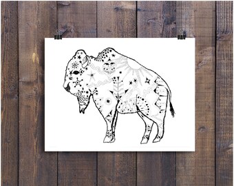 Arte Di Bisonte Bufalo Arte Penna E Inchiostro Arte Arte In