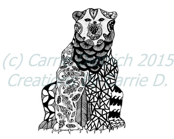 Arte In Bianco E Nero Penna E Inchiostro Animali Disegno Di Orso Polare 12x18 Poster Stampa Arte Della Parete Progettazione Disegno