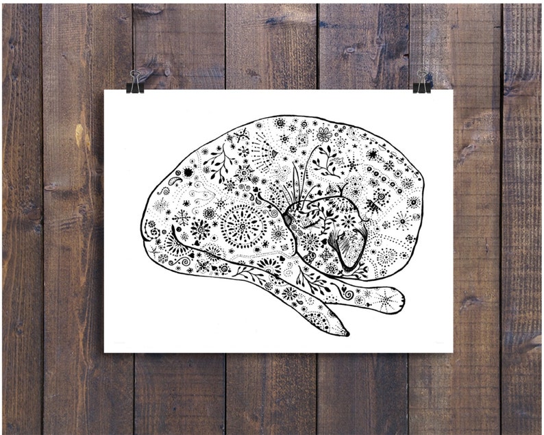 Art De Chat Dessin De Chat Doodle Art Stylo Et Encre Art Etsy