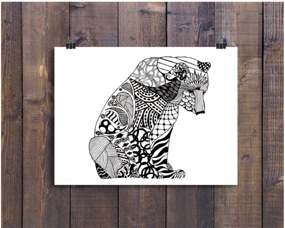 Niedźwiedź Polarny Sztuki Niedźwiedź Polarny Rysunek Bear Rysunek Niedźwiedź Art Print 4 X 6 Sztuki Pióro I Tusz Niedźwiedź Tusz Niedźwiedzia