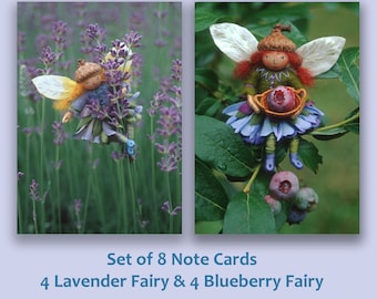 8 Cards - Lavender & Blueberry Fairies - Value Pack