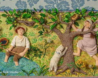 4 Cards - Mary Had a Little Lamb - apple tree
