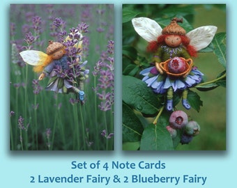 4 Cards - Lavender & Blueberry Fairies