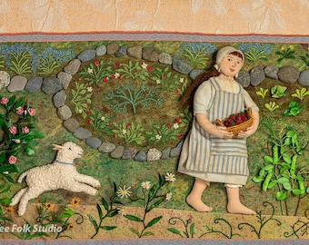 4 Cards - Mary Had a Little Lamb - garden