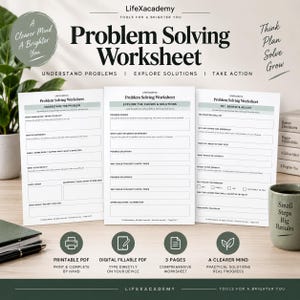 Problem Solving Worksheet | Root Cause Analysis | Solution Planner | Printable and Fillable PDF
