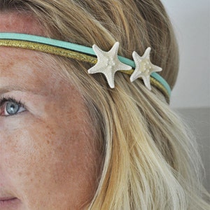 Hair Accessories Mermaid Headband Chiffon Flower  Starfish Hair Band Elastic