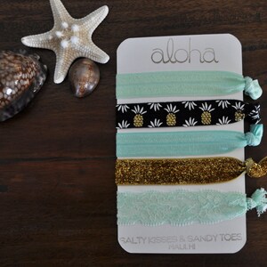 Hair ties - Pineapple print - Beach hair Ties - Elastic Hair Ties - Glitter Hair Ties - No Crease Hair Ties - Lace hair