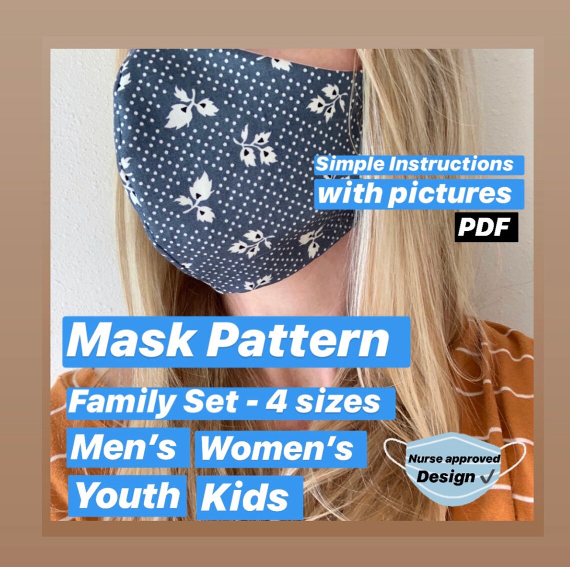 Face Mask PDF Pattern - Easy Mask Tutorial - DIY Mask Pattern - Family ...