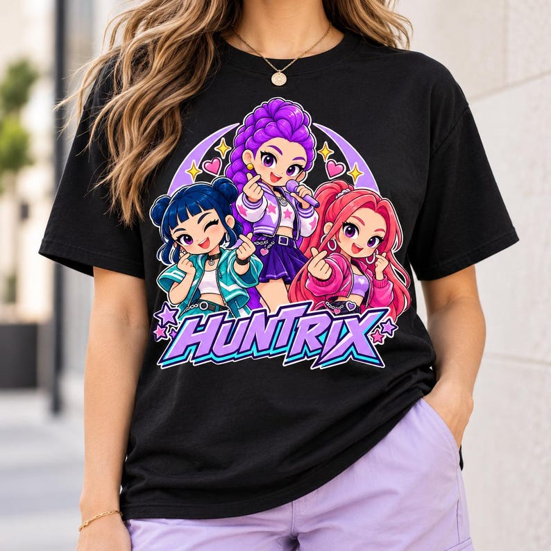 Huntrix Chibi PNG, Rumi Mira Zoey Kpop T-shirt Design, Transparent ...