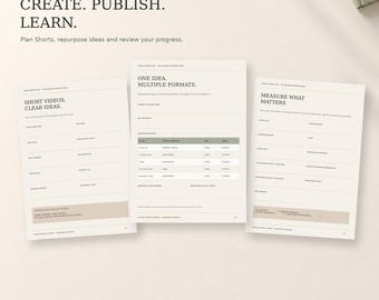 YouTube Content Planner | 15 Page Editable Video Planner | YouTube Shorts, Script, Filming, Thumbnail & Content Calendar
