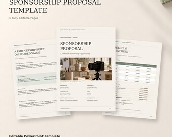 Sponsorship Proposal Template | Influencer Brand Collaboration Proposal | 6 Page Editable PowerPoint Pitch Deck