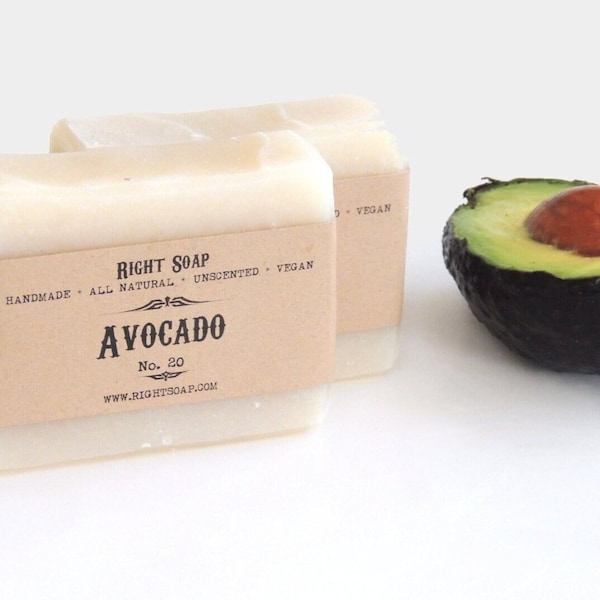 Avocado Soap | Natural Soap  for Dry Skin | Vegan Unscented Cold Process Soap