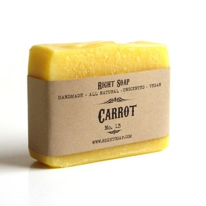 Carrot Soap Bar, Best soap for Sensitive skin, Moisturizing Soap Natural, Unscented, Vegan, Handmade cold process, Face and Body care Soap, Sensitive skin soap
 by Right Soap