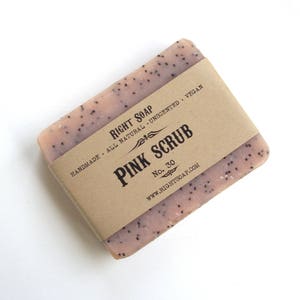 Exfoliating Soap Bar - Pink Body Scrub Soap, Pink Clay Soap Bar, Unscented Soap, Vegan Soap, Exfoliator Soap, Scrub Soap, Cold Process Soap, Cold process soap, Clay soap, all skin type body soap, Pink clay body scrub, the best natural scrub