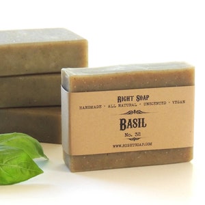 Basil Soap, Handmade Soap, Vegan Soap, Natural, Unscented Soap, Right Soap Basil Soap - All Natural Soap, Cold Process Soap, Sensitive skin Soap, Handmade Soap
Basil Soap is facial and body bar soap Soap for Normal  Sensitive skin