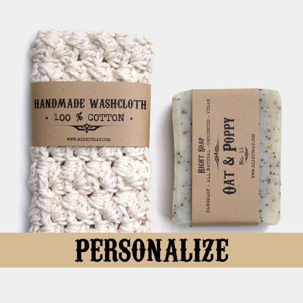 Mothers Day Gift | BATH SET | Gifts for Him or Her Vegan Soap and Cotton Washcloth | Women Men Gifts Ideas