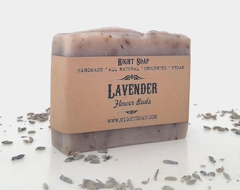 Unscented Lavender Soap: Homemade Vegan Herbal Bar with Lavender Buds