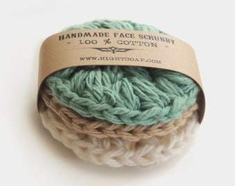 Cotton Face Scrubby | Crochet Face Scrubbies | Reusable Rounds | Makeup Removers Set of 3