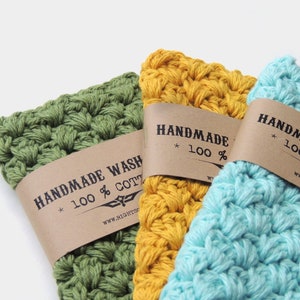 Handmade Wash cloth Cotton Crochet Washcloth for Men Stocking Stuffer Aqua