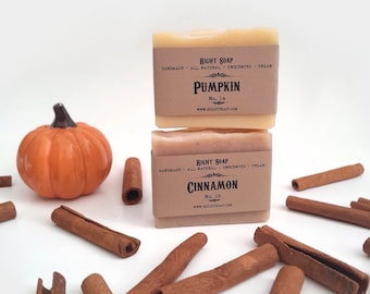 Pumpkin and Cinnamon Spice Soap - Set of 2 Unscented, Natural, Vegan Soaps - Housewarming Gift - Stocking Stuffer Gift, Cold Process Soap
