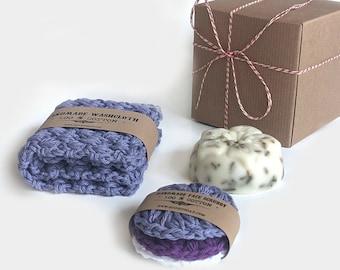 Women Stocking Stuffer |  Christmas Gifts For Mom Sister Coworker Wife | Bath Gift Set | Lavender Flower UNSCENTED Soap and Bath Accessories