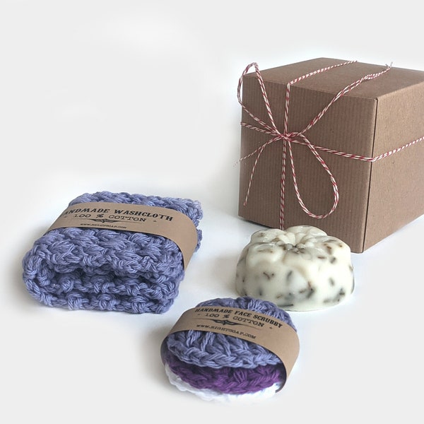 Women Stocking Stuffer |  Christmas Gifts For Mom Sister Coworker Wife | Bath Gift Set | Lavender Flower UNSCENTED Soap and Bath Accessories