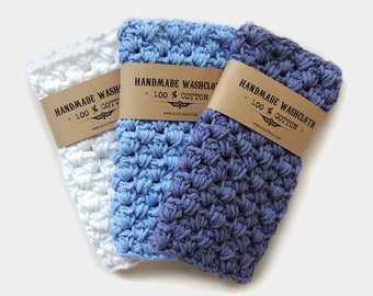 Washcloth Crochet Cotton Washcloth for Men Stocking stuffer Dad Gift for Christmas Handmade wash cloth Crochet Hostess gift