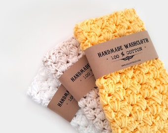 Handmade Washcloth Hostess gift, Stocking stuffer for her, Crochet Wash cloth 100% Cotton