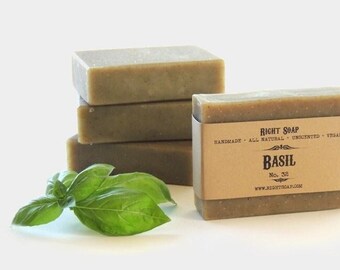 Basil Soap - All Natural Soap Bar, Unscented, Vegan Soap, Cold Process Soap, Sensitive skin Soap, Handmade Soap