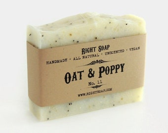 Oatmeal and Poppy Scrub Soap Bar | Exfoliating Soap for Sensitive skin | Natural Unscented Vegan