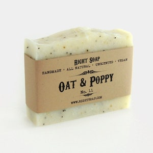 Oatmeal and Poppy Scrub Soap Bar | Exfoliating Soap for Sensitive skin | Natural Unscented Vegan